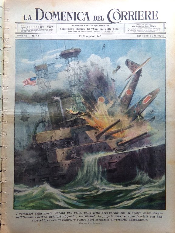 La Domenica del Corriere 21 Novembre 1943 WW2 Kamikaze Scuole … | Immagine Gallery 1