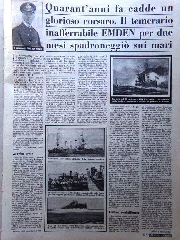 La Domenica del Corriere 21 Novembre 1954 Emden Bell Veneziani …