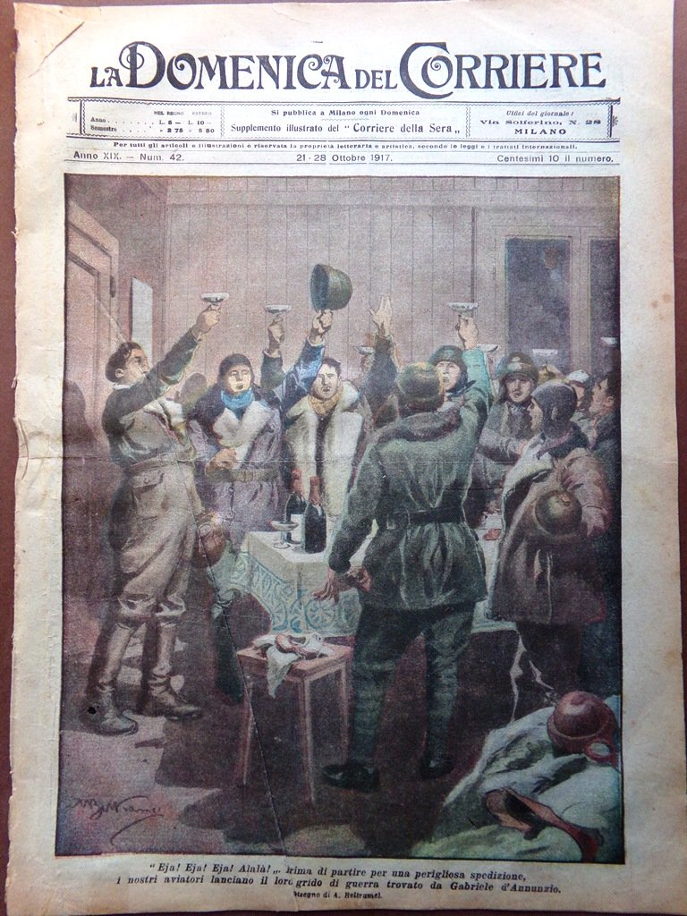 La Domenica del Corriere 21 Ottobre 1917 WW1 Papa Laureati …