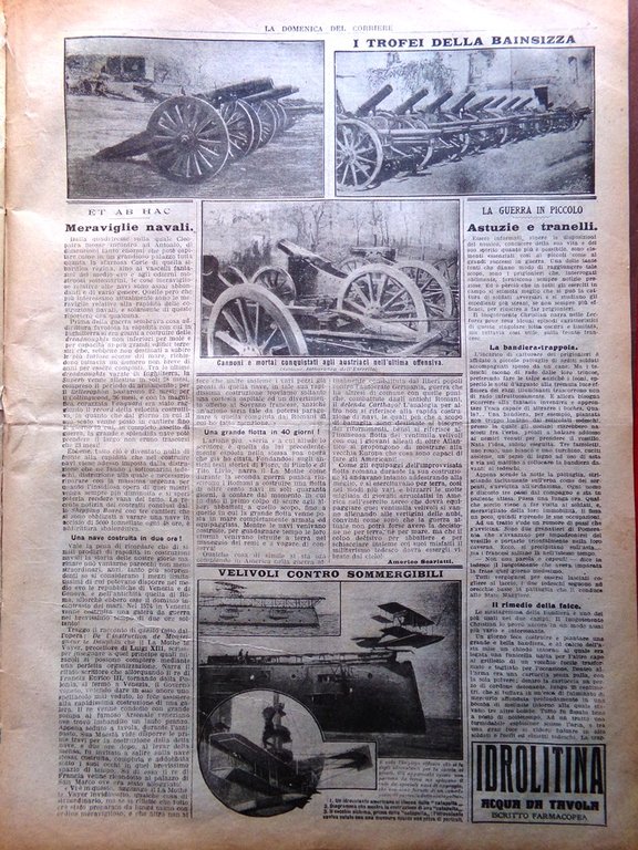 La Domenica del Corriere 21 Ottobre 1917 WW1 Papa Laureati …