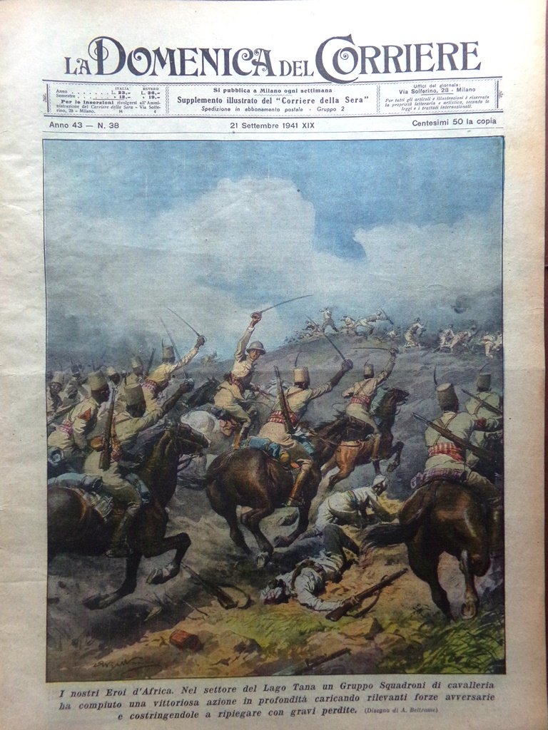 La Domenica del Corriere 21 Settembre 1941 WW2 Castaldi Acqua …