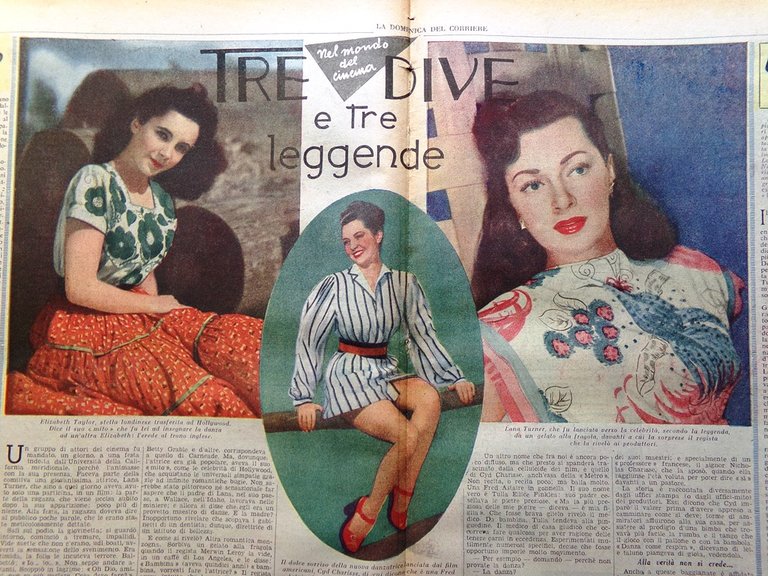La Domenica del Corriere 21 Settembre 1947 Liz Taylor Charisse …