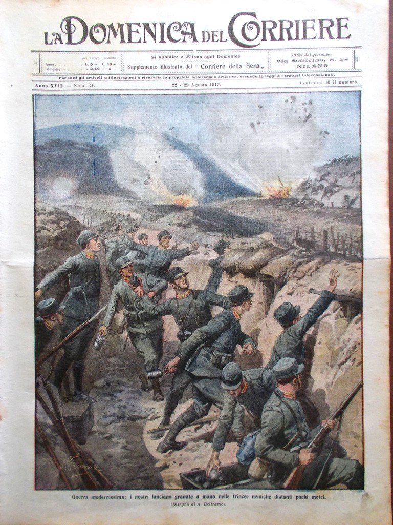 La Domenica del Corriere 22 Agosto 1915 WW1 D'Annunzio su …