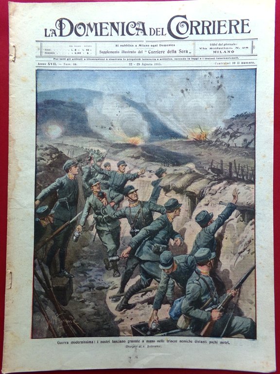 La Domenica del Corriere 22 Agosto 1915 WW1 D'Annunzio su …