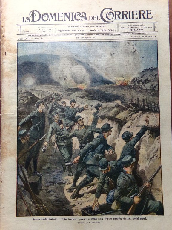 La Domenica del Corriere 22 Agosto 1915 WW1 D'Annunzio su …
