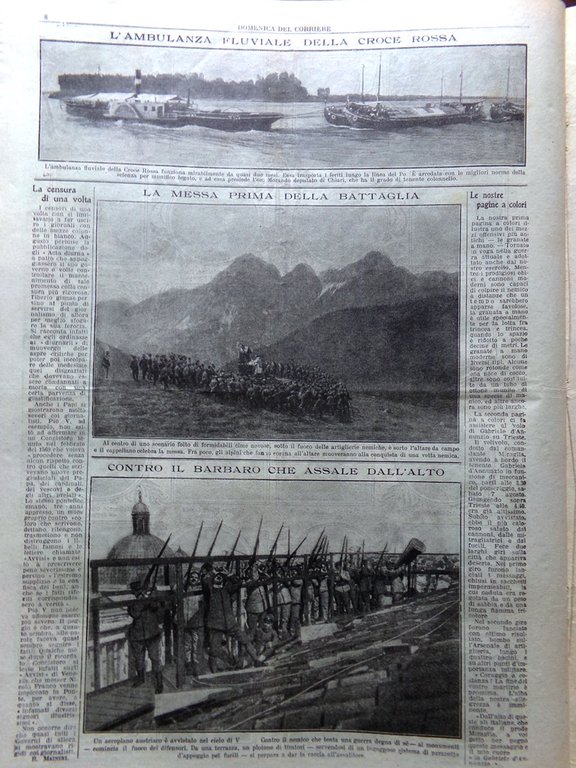 La Domenica del Corriere 22 Agosto 1915 WW1 D'Annunzio su …