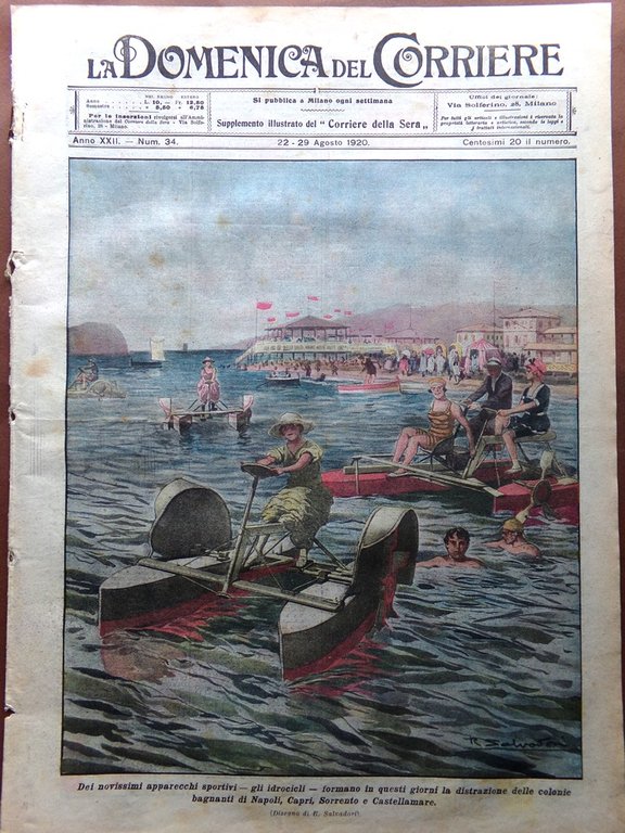 La Domenica del Corriere 22 Agosto 1920 Bob Spears Gare …