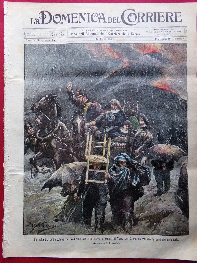 La Domenica del Corriere 22 Aprile 1906 Vesuvio Yemen Musicoterapia …