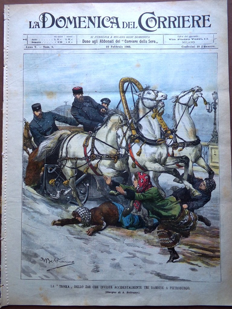 La Domenica del Corriere 22 Febbraio 1903 Raffaello Erard Disfida …