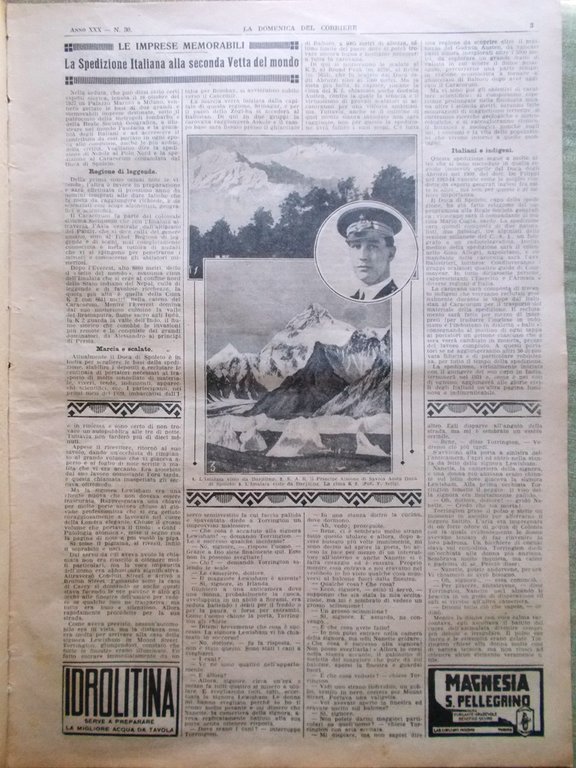 La Domenica del Corriere 22 Luglio 1928 Spedizione K2 Ritorno …