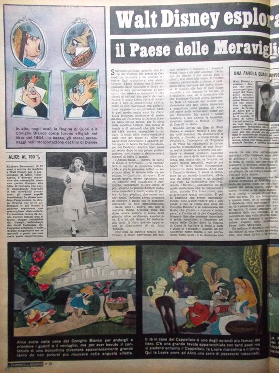 La Domenica del Corriere 22 Luglio 1951 Disney Alice Meraviglie …