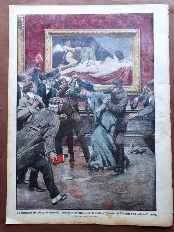 La Domenica del Corriere 22 Marzo 1914 Suffragetta Londra Castello …