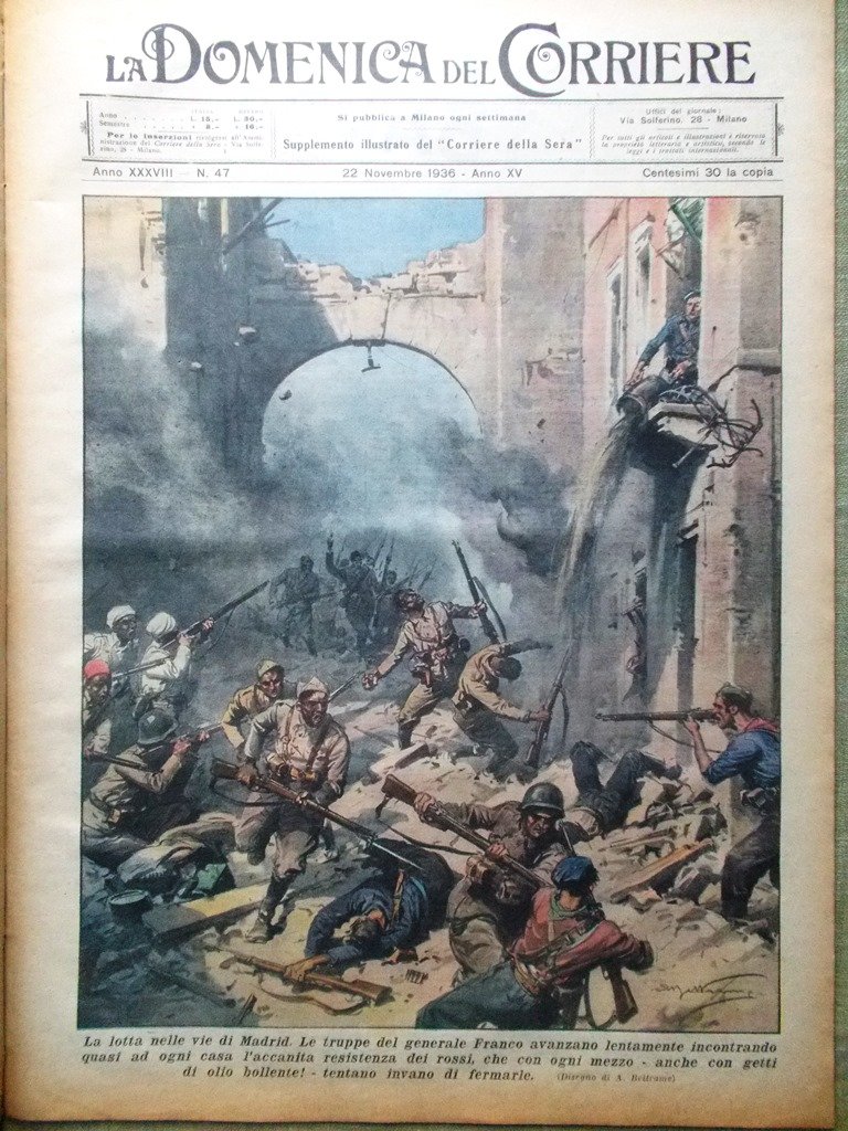 La Domenica del Corriere 22 Novembre 1936 Conferenza Vienna Madrid …