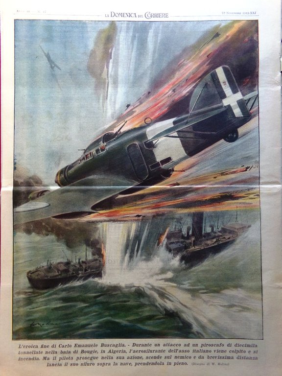 La Domenica del Corriere 22 Novembre 1942 WW2 Carlo Buscaglia …