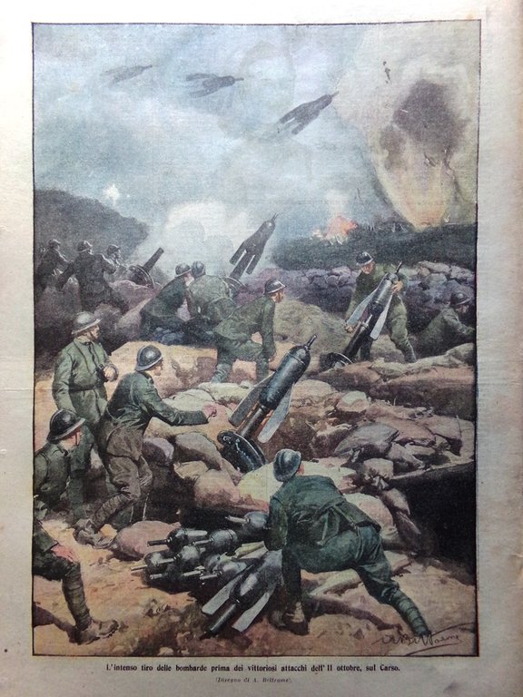 La Domenica del Corriere 22 Ottobre 1916 WW1 Zeppelin Carso …