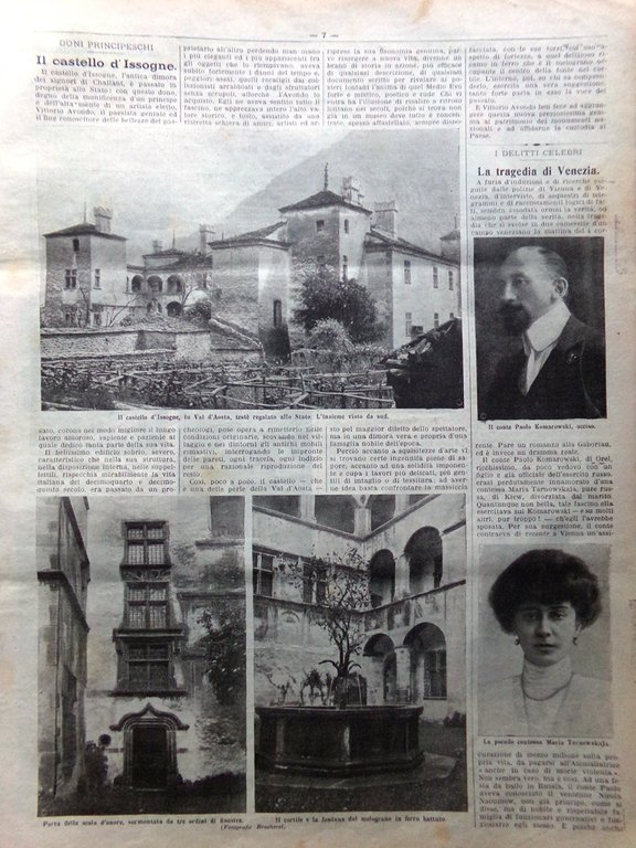 La Domenica del Corriere 22 Settembre 1907 Castello di Issogne …