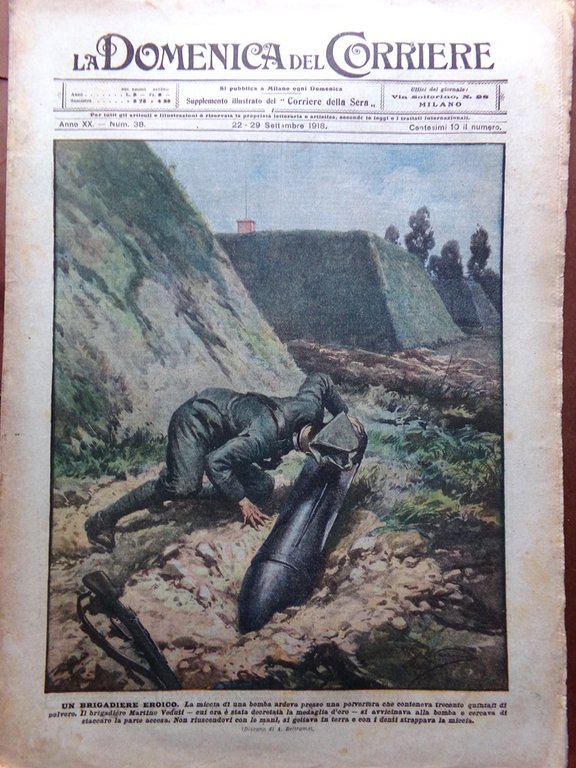 La Domenica del Corriere 22 Settembre 1918 WW1 Martino Veduti …