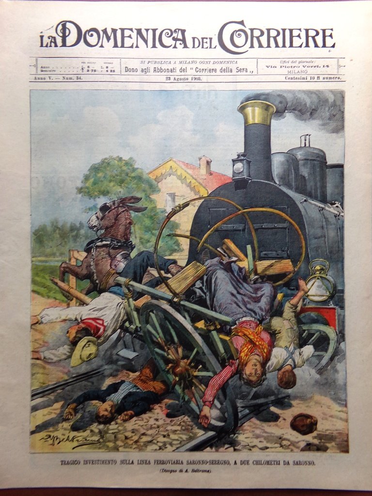 La Domenica del Corriere 23 Agosto 1903 Piedini Cinesi Zolfara …