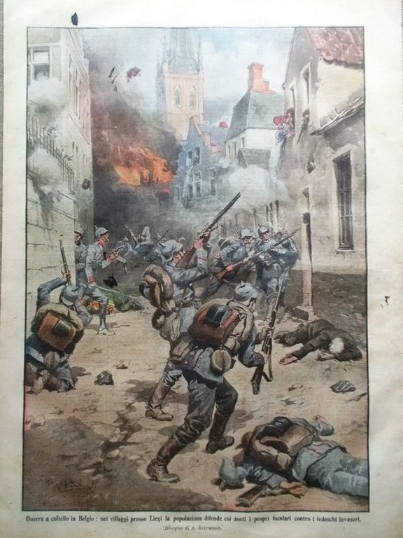 La Domenica del Corriere 23 Agosto 1914 WW1 Battaglia Haelen …
