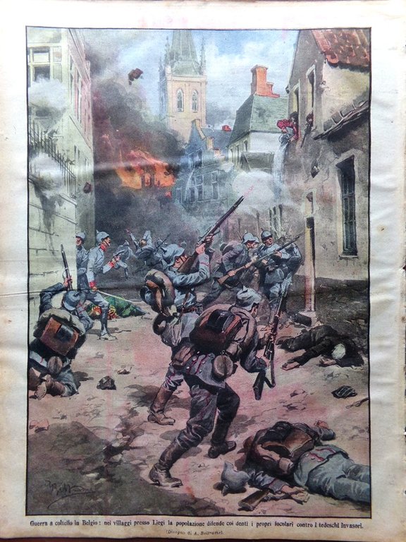La Domenica del Corriere 23 Agosto 1914 WW1 Battaglia Haelen …