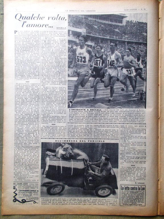 La Domenica del Corriere 23 Agosto 1936 Beccali Olimpiadi Spagna …