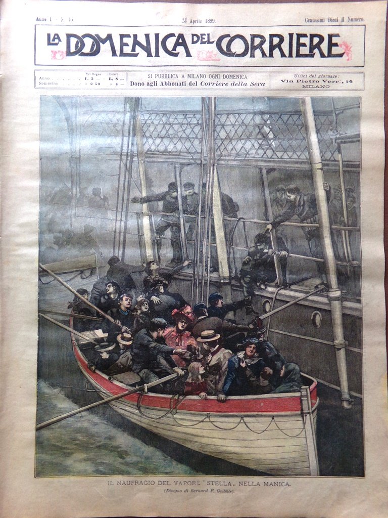 La Domenica del Corriere 23 Aprile 1899 Stella Telegrafo Marconi …