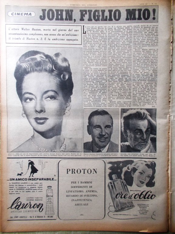 La Domenica del Corriere 23 Aprile 1950 Walter Huston Enigma …