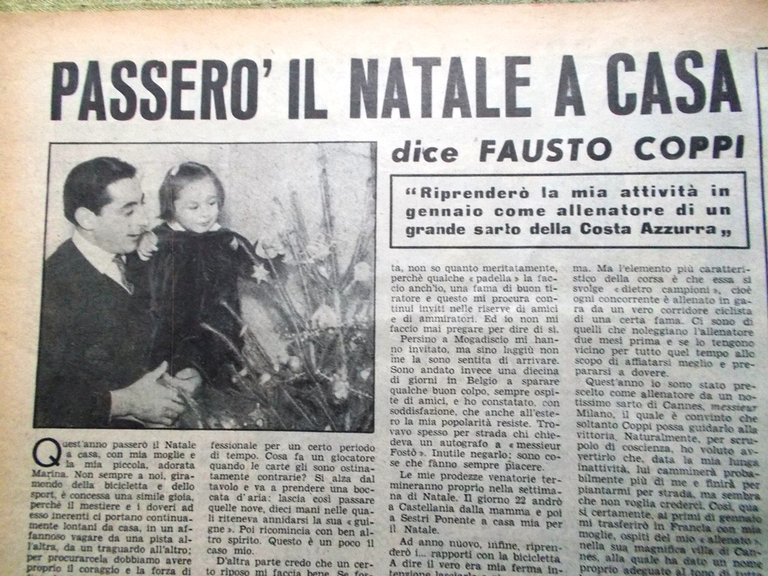 La Domenica del Corriere 23 Dicembre 1951 Coppi Berchet Polesine …