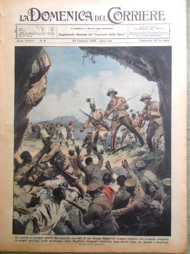La Domenica del Corriere 23 Febbraio 1936 Africa Orientale Negus …