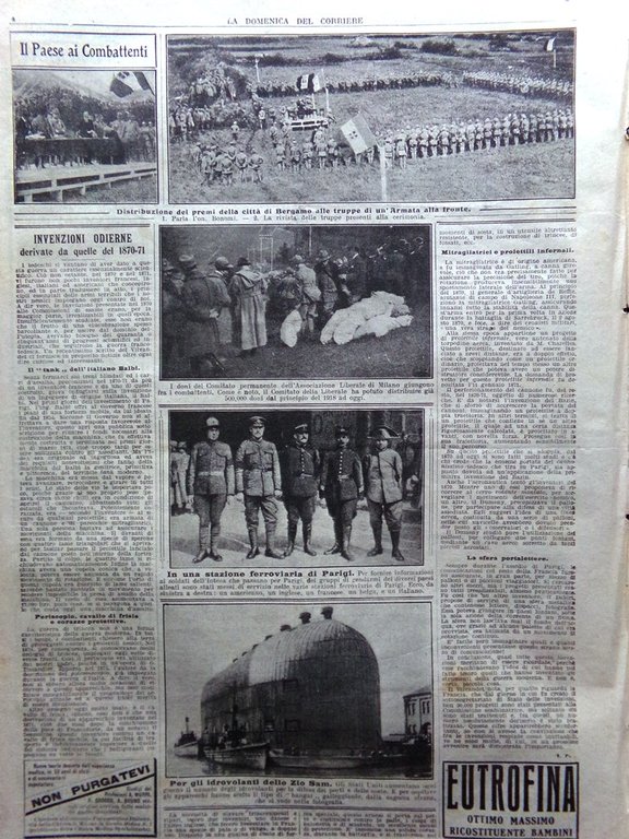 La Domenica del Corriere 23 Giugno 1918 WW1 Morte Arrigo …