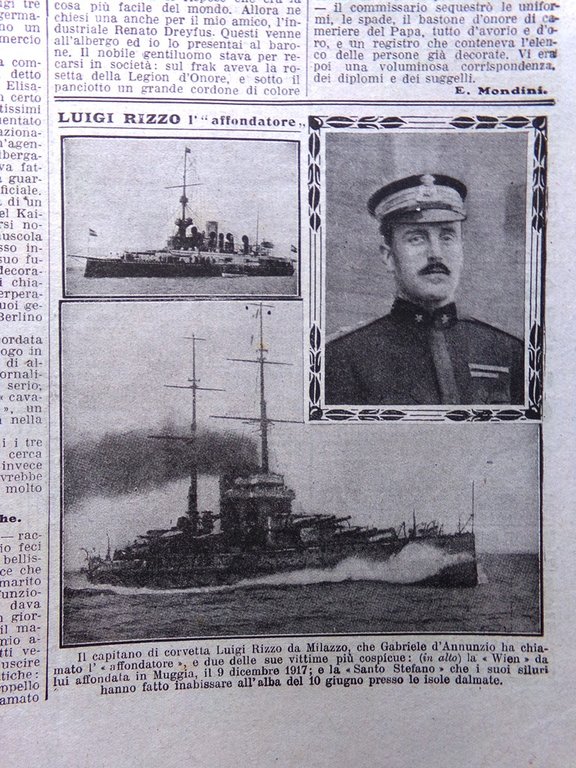 La Domenica del Corriere 23 Giugno 1918 WW1 Morte Arrigo …