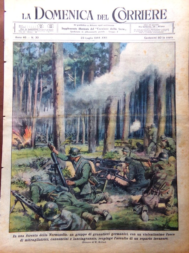 La Domenica del Corriere 23 Luglio 1944 WW2 Foreste Finlandia …