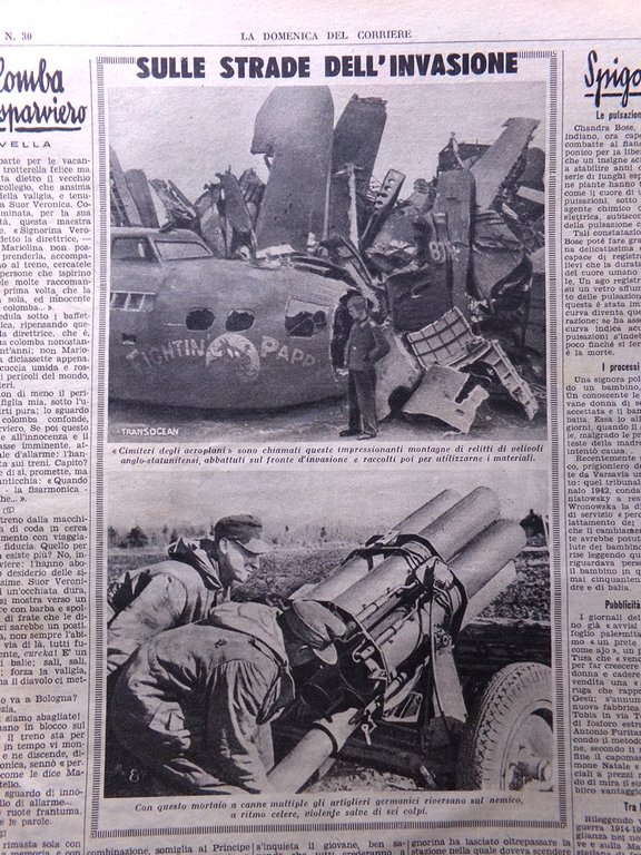 La Domenica del Corriere 23 Luglio 1944 WW2 Foreste Finlandia …