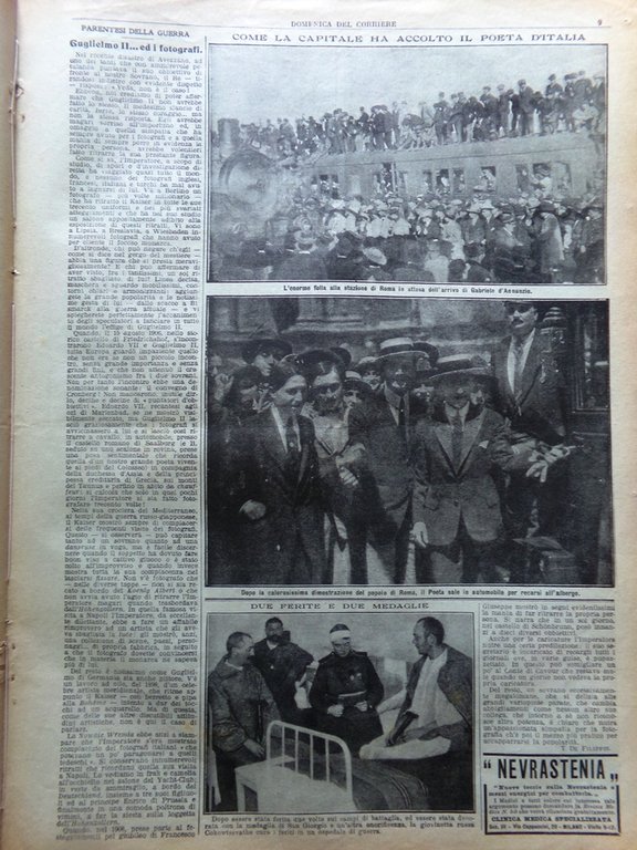 La Domenica del Corriere 23 Maggio 1915 WW1 Lusitania D'Annunzio …