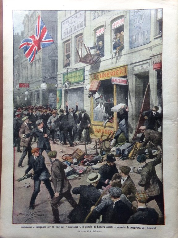 La Domenica del Corriere 23 Maggio 1915 WW1 Lusitania D'Annunzio …