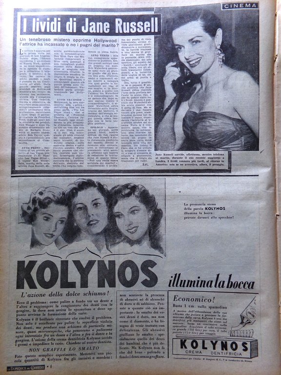 La Domenica del Corriere 23 Marzo 1952 Milano Jane Russell … | Immagine Gallery 2