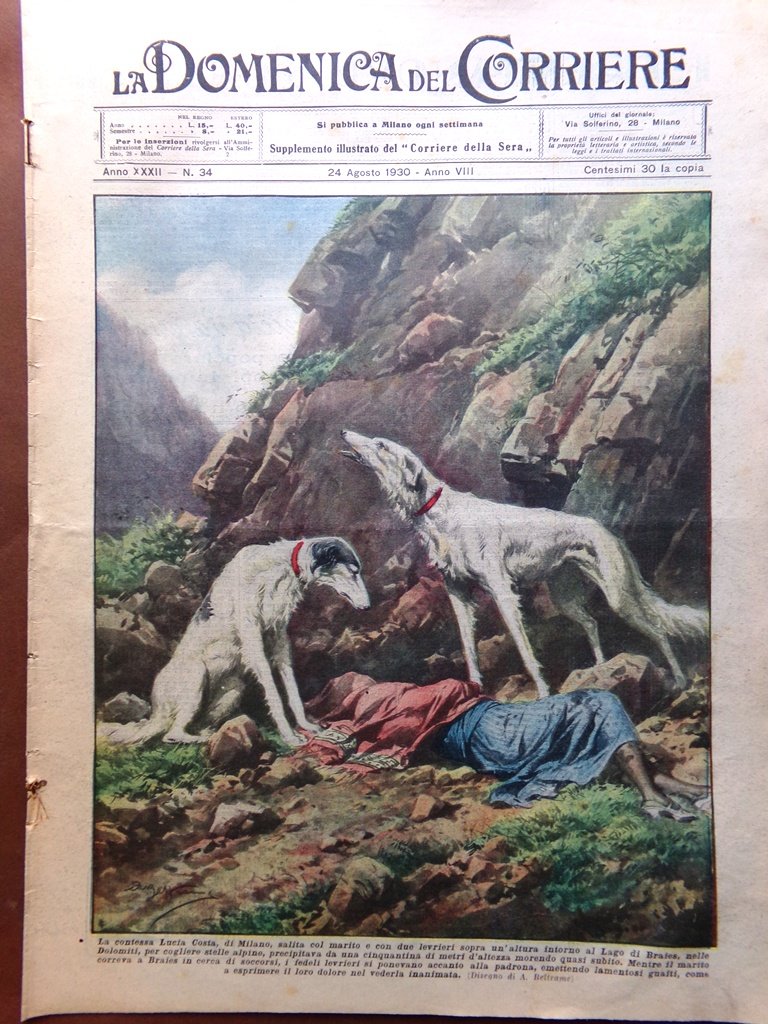 La Domenica del Corriere 24 Agosto 1930 Smemorato Collegno Palio …