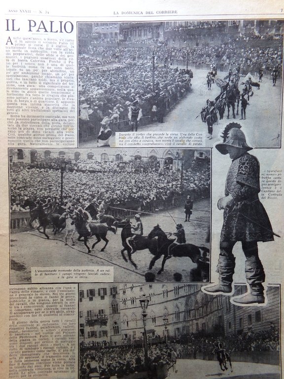 La Domenica del Corriere 24 Agosto 1930 Smemorato Collegno Palio …