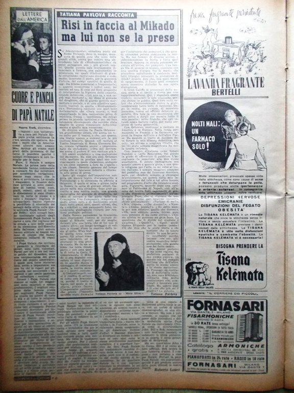 La Domenica del Corriere 24 Dicembre 1950 Pavlova Saliceti Colombo …