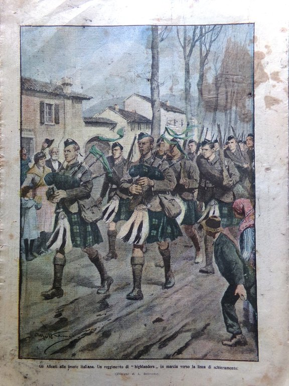 La Domenica del Corriere 24 Febbraio 1918 WW1 Highlanders Brigata …