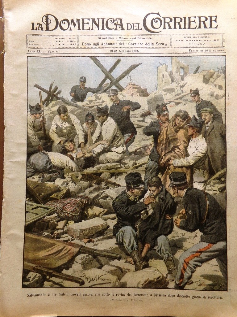 La Domenica del Corriere 24 Gennaio 1909 Terremoto Calabria Sicilia …