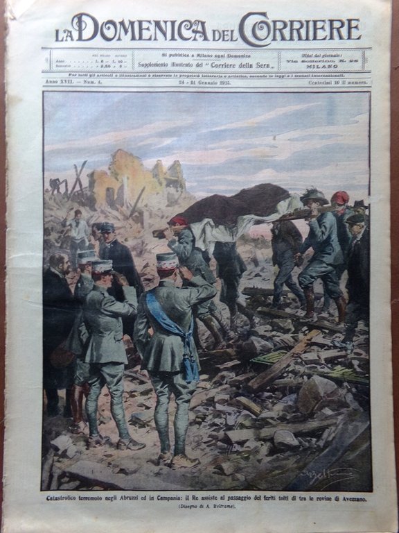 La Domenica del Corriere 24 Gennaio 1915 WW1 Terremoto Marsica …