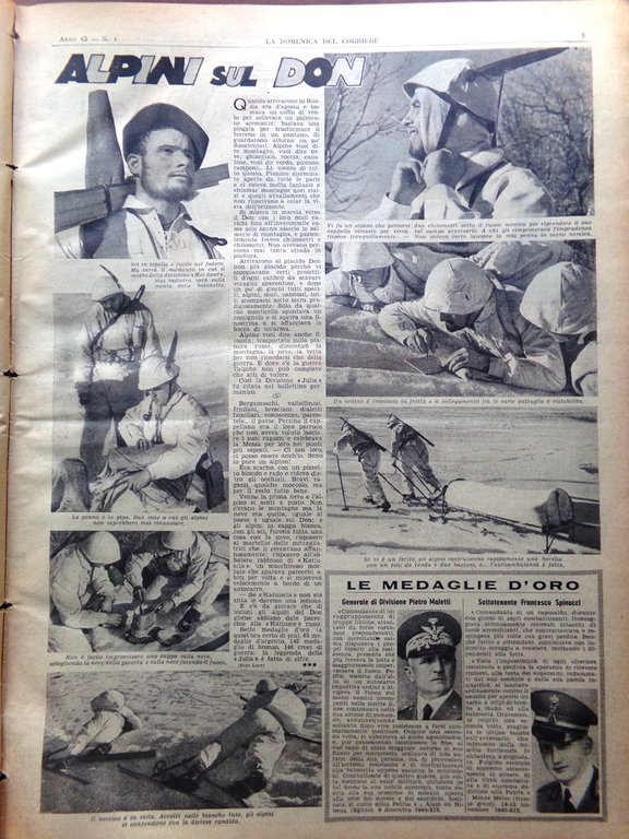 La Domenica del Corriere 24 Gennaio 1943 WW2 Alpini Don …
