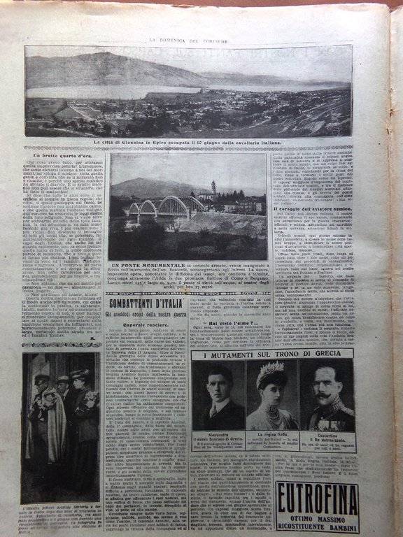 La Domenica del Corriere 24 Giugno 1917 WW1 Marconi Cadolini …