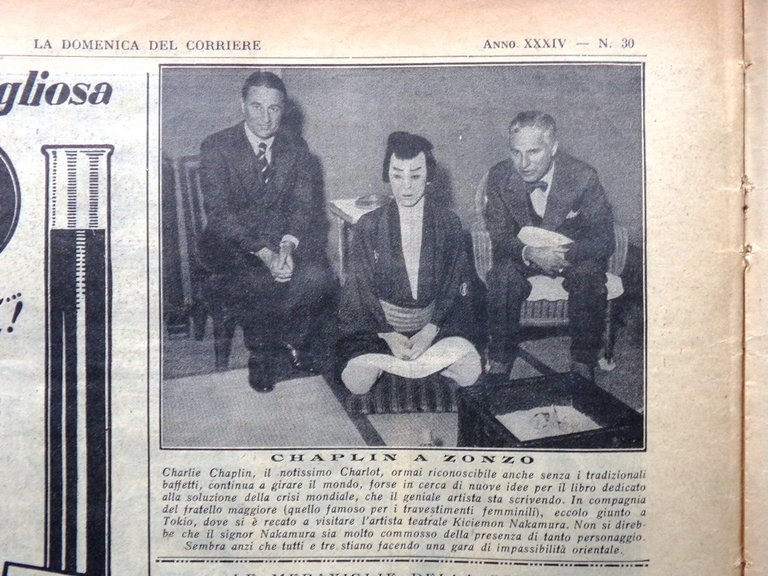La Domenica del Corriere 24 Luglio 1932 Chaplin Lord Byron …
