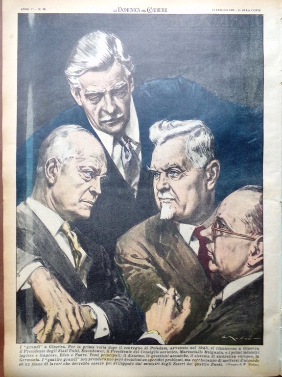 La Domenica del Corriere 24 Luglio 1955 Sindone Loren Cervino …