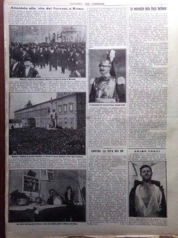La Domenica del Corriere 24 Marzo 1912 Attentato Sovrani Posta …