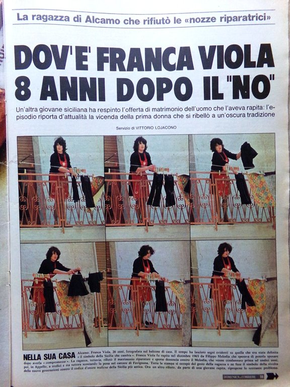 La Domenica del Corriere 24 Marzo 1974 Franca Viola Montecarlo …