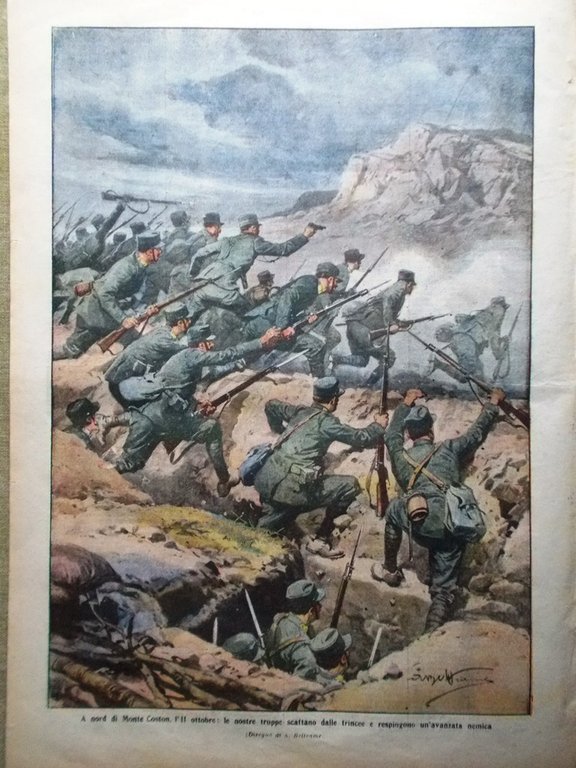 La Domenica del Corriere 24 Ottobre 1915 WW1 Fabre Rovine …