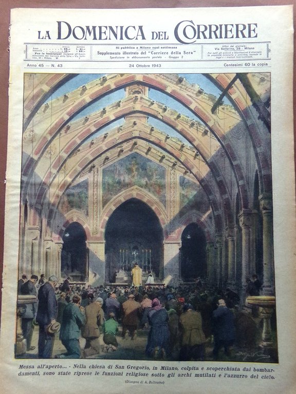 La Domenica del Corriere 24 Ottobre 1943 WW2 Cometa Iriscopia …